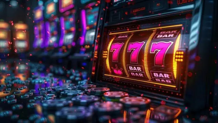 Person playing 777plus slots on a mobile device
